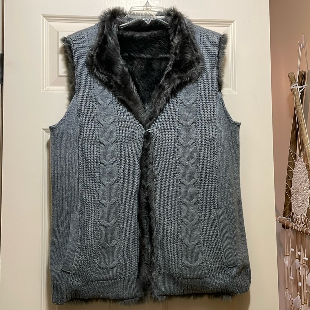 Reversible Sweater/Faux Fur Vest.